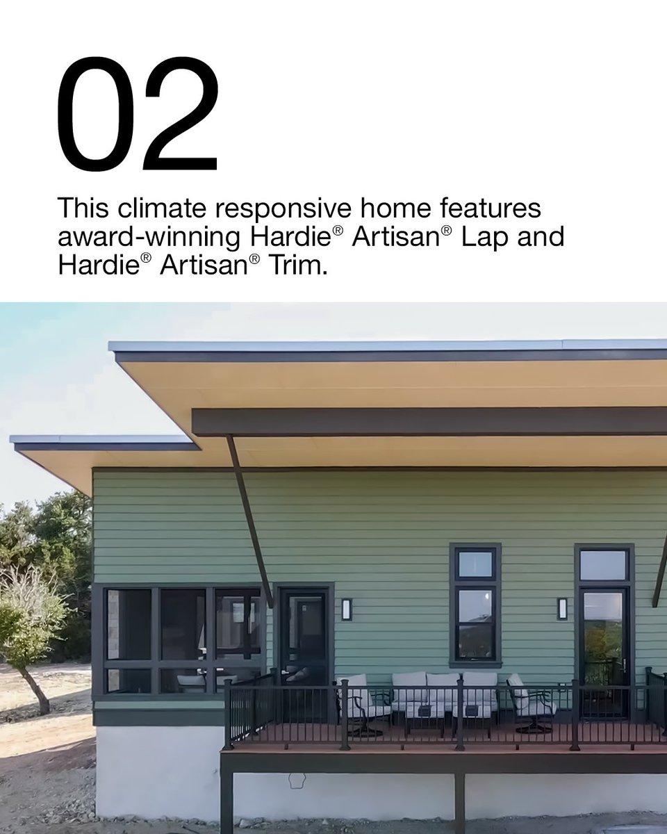 JamesHardie's tweet image. The VISION House Austin, built in collaboration between James Hardie and Green Builder Media, showcases how durability and design can come together to create something truly built to last.
Hardie® Artisan® Lap Siding and Trim offer gorgeous, deep shadow lines and extra thick…
