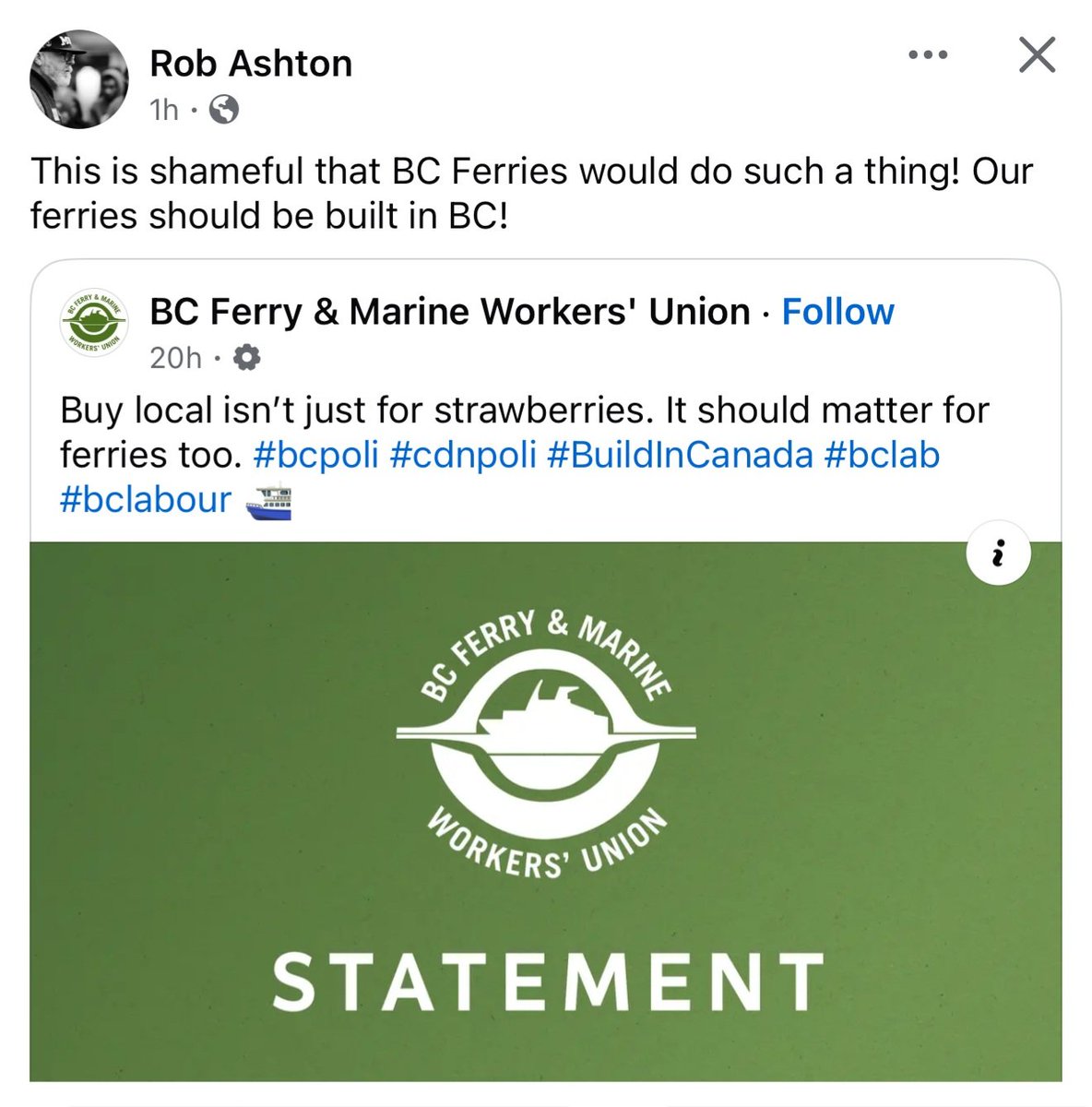 When even Rob Ashton — the president of ILWU Canada — is slamming BC Ferries for selling out BC jobs, you know David Eby and the NDP have lost the plot.

These are the unions that used to prop them up. Now? They’re calling out the betrayal.

No Canadian steel. No BC jobs. Just