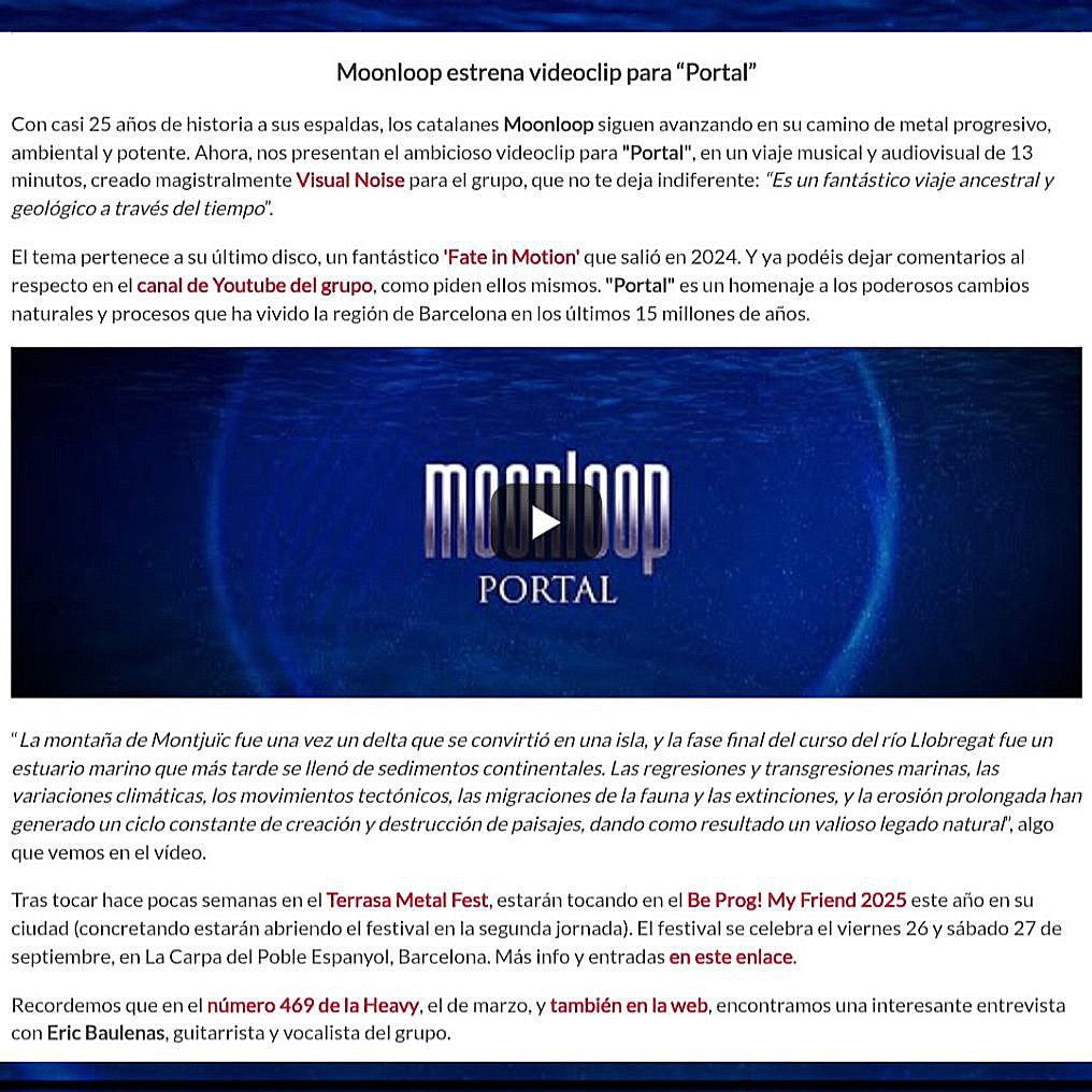 Moonloop (@moonloopband) on Twitter photo El quipo de <a href="/mariskalrock/">mariskalrock</a> hace eco de nuestro reciente videoclip para la canción "Portal". ¡Muchas gracias! 🔥
mariskalrock.com/actualidad/bol…
#moonloop #portal #video #fateinmotion #progmetal El quipo de <a href="/mariskalrock/">mariskalrock</a> hace eco de nuestro reciente videoclip para la canción "Portal". ¡Muchas gracias! 🔥
mariskalrock.com/actualidad/bol…
#moonloop #portal #video #fateinmotion #progmetal