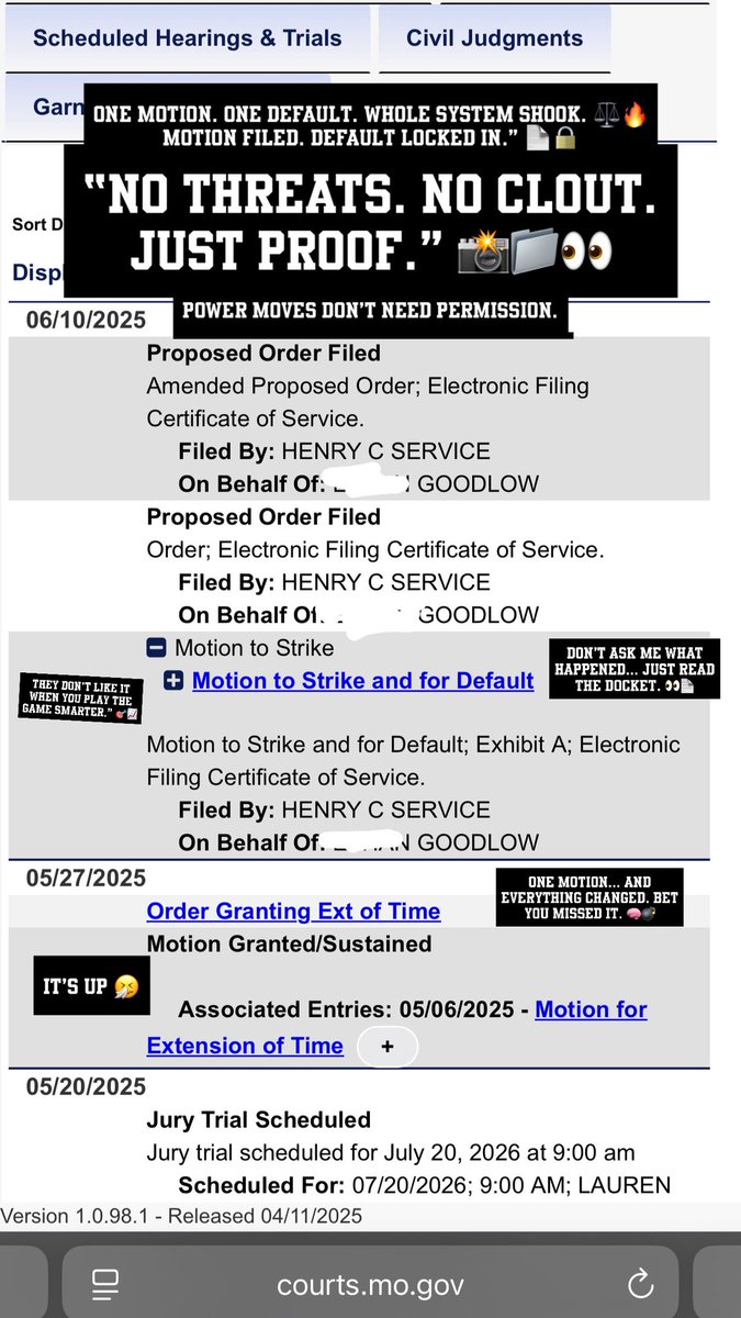 StuTeamGoodlow's tweet image. Video. Transcript. Default. They fumbled and I pressed. Don’t talk reform — talk receipts. I filed the DEFAULT. Now let’s see who moves @revolttv @BET @theroots @nytimes @VICE @TheShadeRoom @ColorOfChange @democracynow #MissouriCoverUp #PatternOfAbuse
#SystemicCorruption #DOJNext