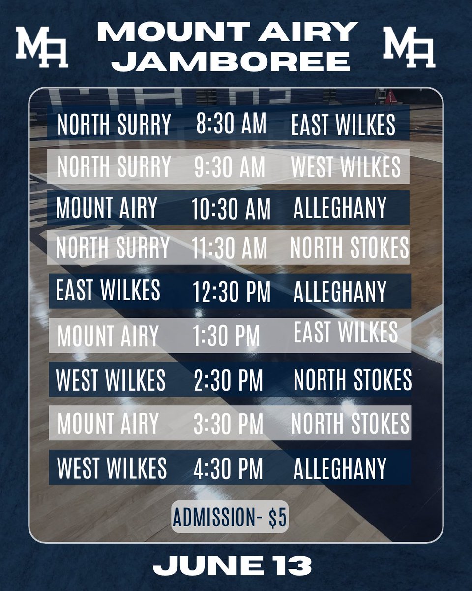 Mount Airy Basketball (@granitebearsmbb) on Twitter photo π£ Schedule Update for the MA Jamboree this Friday, June 13 π
Weβve made a few changes to game times β updated schedule is now live! Looking forward to hosting some great teams in The Granite City!
ποΈ $5 entry | π Mount Airy High School
#GraniteBearBasketball <a href="/GraniteBears/">MA Athletics</a> π£ Schedule Update for the MA Jamboree this Friday, June 13 π
Weβve made a few changes to game times β updated schedule is now live! Looking forward to hosting some great teams in The Granite City!
ποΈ $5 entry | π Mount Airy High School
#GraniteBearBasketball <a href="/GraniteBears/">MA Athletics</a>
