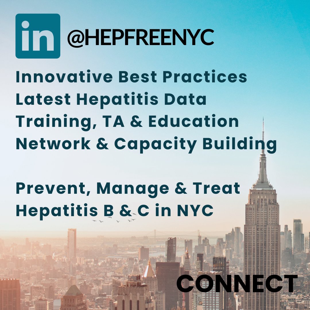 Innovative best practices, the latest hepatitis data, training, technical assistance, and network building all focused on preventing, managing, and treating Hep B &amp; C in NYC. Connect with us at @HEPFREENYC to stay informed and collaborate on improving community health outcomes