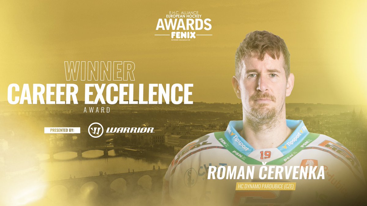 EuropeanHockeyClubs (@ehcalliance) on Twitter photo The winner of the Warrior Career Excellence Award is Roman Červenka <a href="/HCPCE/">HC DYNAMO PARDUBICE</a>
#EHCawards2025 The winner of the Warrior Career Excellence Award is Roman Červenka <a href="/HCPCE/">HC DYNAMO PARDUBICE</a>
#EHCawards2025