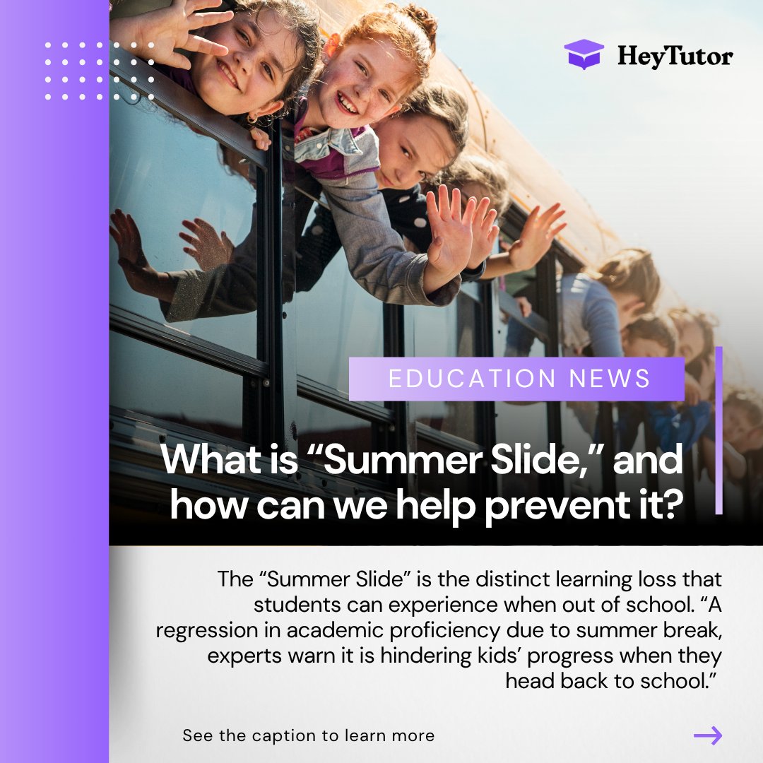 heytutor's tweet photo. 📚 The “Summer Slide” is real—students lose up to 27% of their school-year math gains over summer break.

Reading just 6 books can help prevent that loss.

Programs like the Book Bus & Summer Reading keep kids learning. Let’s fight the slide!

Read more about the article in the link in bio!

#SummerSlide #HeyTutor #KeepKidsReading #EducationMatters