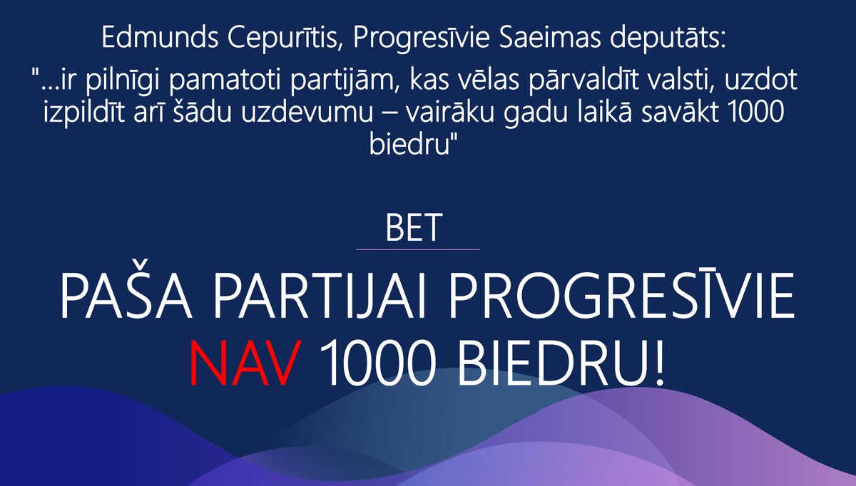 AlTrolleda-167, es saucu jūs - retweet &amp; like the shit out of this! Divkosība ir jāsoda!
<a href="/Progresivie/">Progresīvie</a> deputāts <a href="/Cepuritis_E/">Edmunds Cepurītis</a> ierobežo demokrātiju!
Pro 03.03.2025. bija 897 biedri (UR dati)