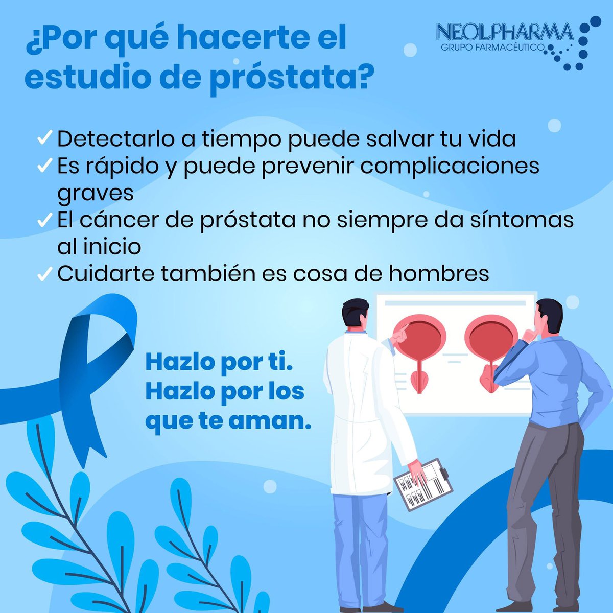 El cáncer de próstata es una de las principales causas de muerte en hombres, 🙍🏻‍♂️ pero detectado a tiempo es altamente tratable. 🩺💊
En este Día Mundial del Cáncer de Próstata, promovamos la prevención y la información. ✅
#CáncerDePróstata #SaludMasculina #GrupoNeolpharma