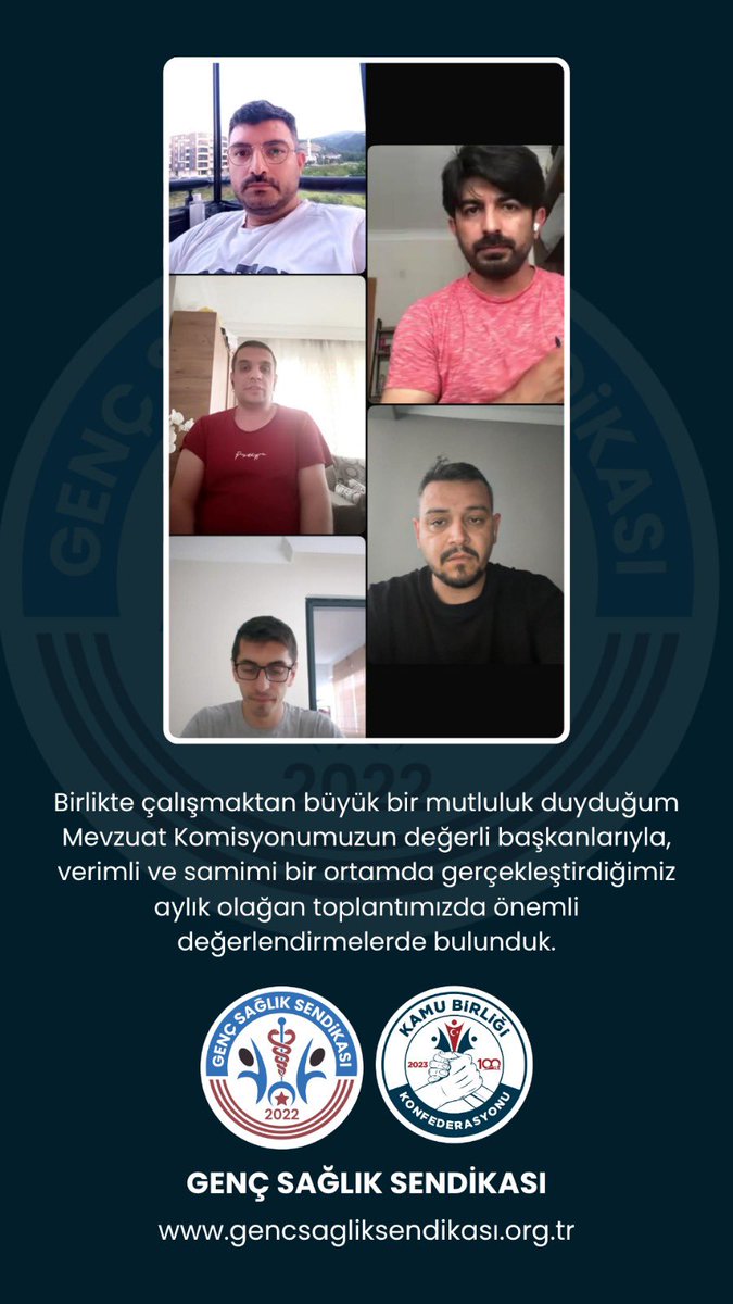 Türkiye’nin en genç ve en dinamik sendikasının Ana vertebrası olan Mevzuat komisyonumuz ile aylık olağan toplantımızı gerçekleştirdik. <a href="/gencsagliksend/">Genç Sağlık Sendikası</a> <a href="/DMKonfederasyon/">Kamu Birliği Konfederasyonu</a> <a href="/osmkya06/">Osman KAYA</a>