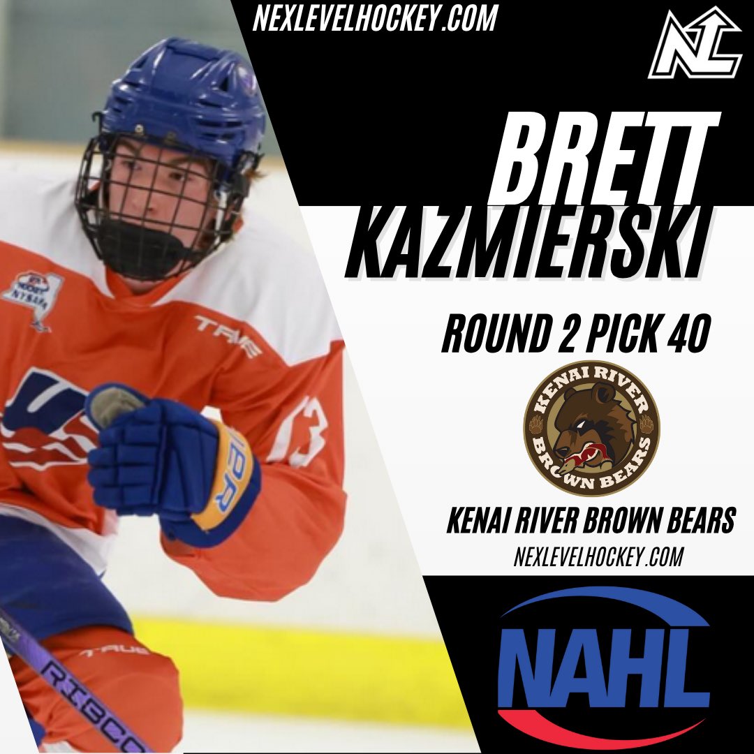 nexlevelhockey's tweet photo. Congrats Brett! 

Kazmierski was selected 40th overall in the 2025 @NAHLHockey by the @BrownBearsNAHL 

#LetsGo https://t.co/el1E15ZRp4