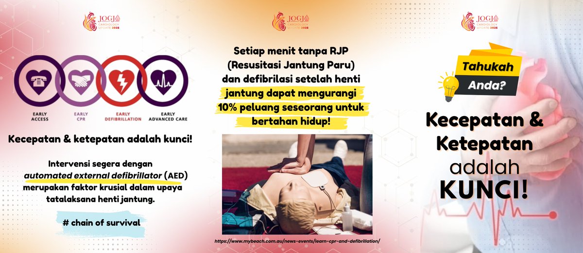 JCU_2025's tweet photo. Tahukah Anda?

Setiap menit tanpa RJP (Resusitasi Jantung Paru) dan defibrilasi setelah henti jantung dapat mengurangi 10% peluang seseorang untuk bertahan hidup!

Kecepatan &amp; ketepatan adalah kunci! https://t.co/3RzjMjC1RP