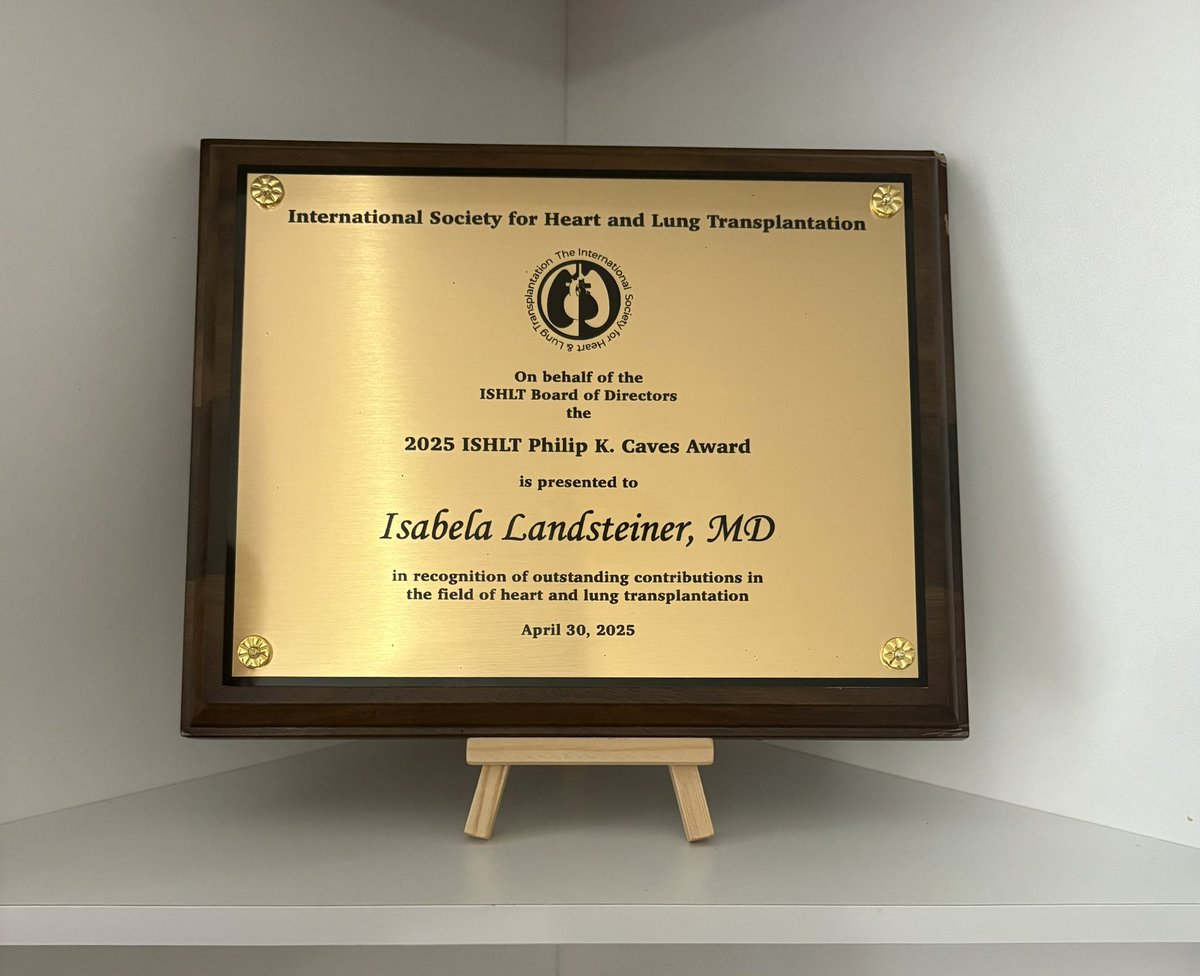 Isabela Landsteiner (@landsteiner_i) on Twitter photo Grateful to <a href="/ISHLT/">The ISHLT</a> for this award plate! I’m truly honored to have this work recognized and want to sincerely acknowledge the MGH CPET Lab and <a href="/GLewisCardiol/">Greg Lewis</a>—whose mentorship, dedication, and support have been integral to this journey. <a href="/MGHHeartHealth/">Mass General Heart</a> Grateful to <a href="/ISHLT/">The ISHLT</a> for this award plate! I’m truly honored to have this work recognized and want to sincerely acknowledge the MGH CPET Lab and <a href="/GLewisCardiol/">Greg Lewis</a>—whose mentorship, dedication, and support have been integral to this journey. <a href="/MGHHeartHealth/">Mass General Heart</a>