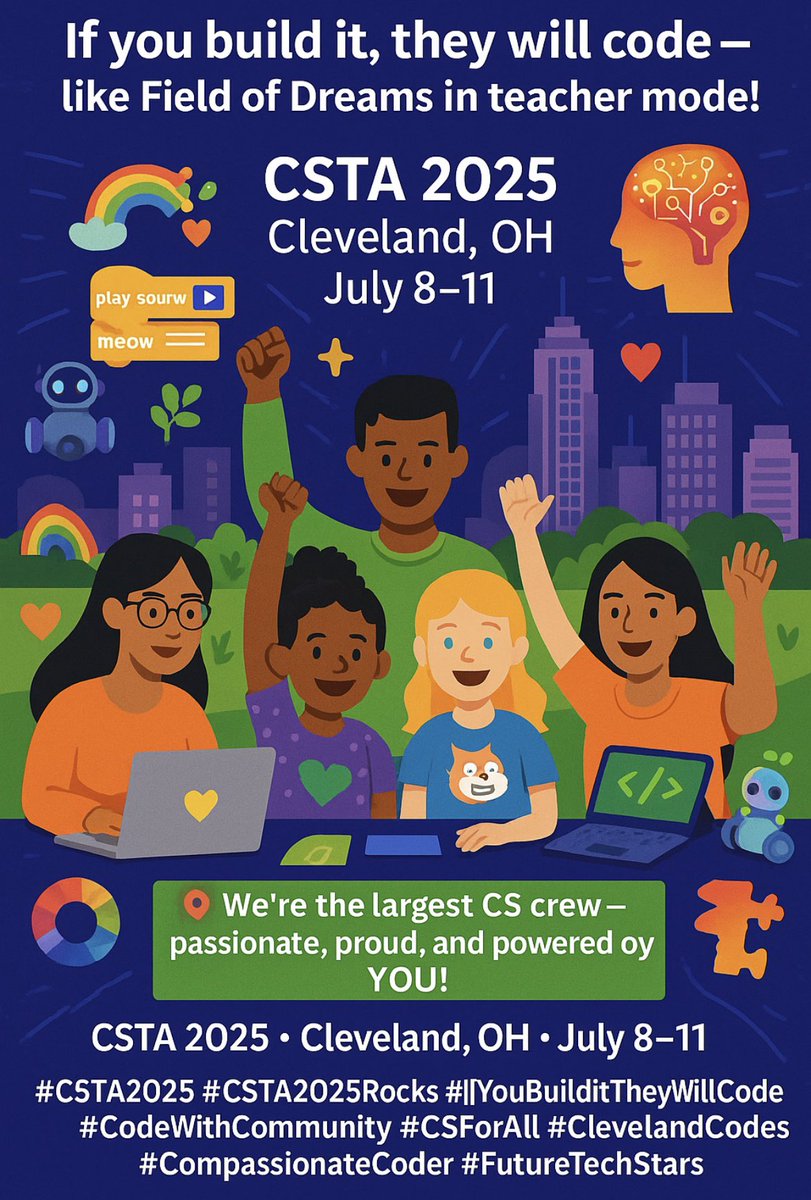 Why #CSTA2025Rocks🎸
If you build it they will code
like Field of Dreams in teacher mode💻

🎯 We’re the largest CS crew 
Passionate Proud &amp; Powered by YOU

With Purpose &amp; Passion we rise &amp; IGNITE 
You're never alone in <a href="/CSforALL/">CSforALL</a> FIGHT

Come ONE come ALL
Let’s answer the CALL🎤
