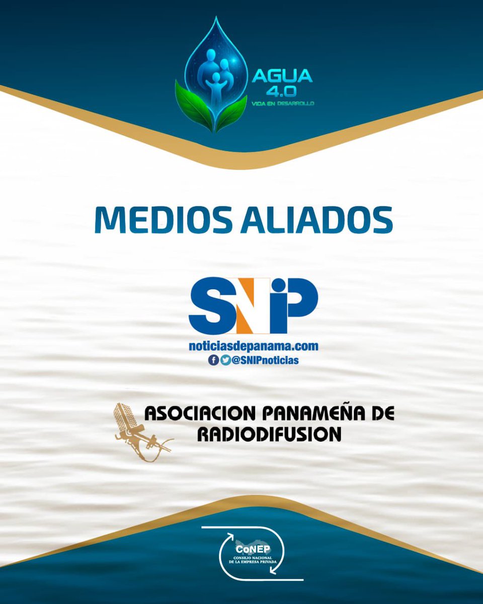 SNIP Noticias y la Asociación Panameña de Radiodifusión formarán parte del Foro Agua 4.0 Vida en Desarrollo, sumándose como medios aliados para amplificar los mensajes clave del evento y promover una mayor conciencia sobre la gestión sostenible del agua. 🗣️
#MediosAliados #CoNEP