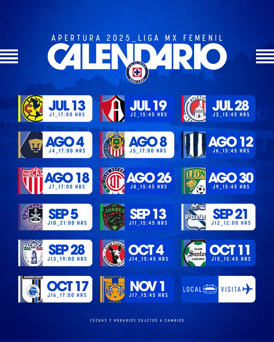 AzulFemenil's tweet image. Llegó el calendario del Apertura 2025 📅
Les dejamos todos nuestros compromisos de este torneo para que no se pierdan ninguno 💙💪🏼
#AzulDePorVida