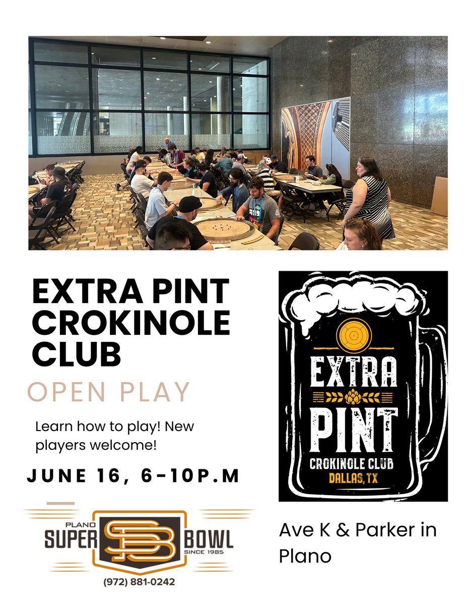 ExtraPintDallas's tweet image. Join us Monday for crokinole open play, and get your practice in for the tournament in July!  #crokinole