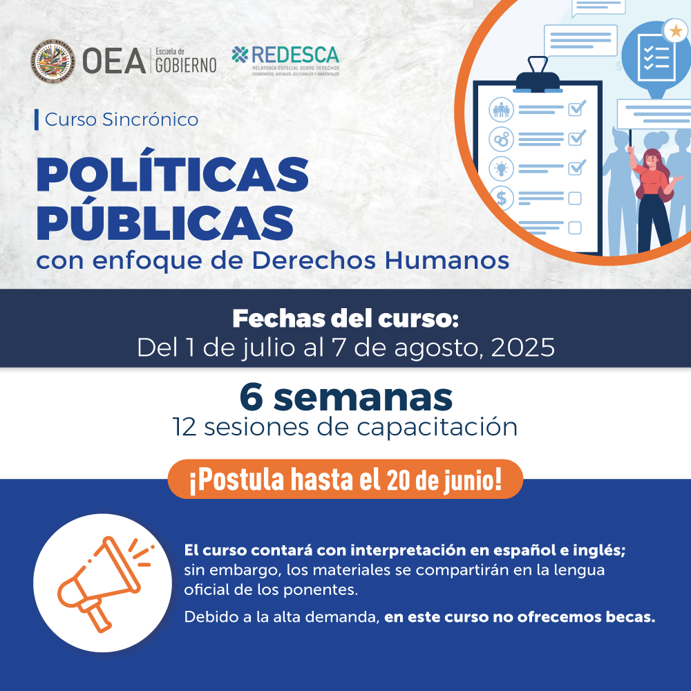 El curso virtual de #PolíticasPúblicas te ofrece herramientas prácticas para diseñar políticas más justas y democráticas.
🎯¿A quién está dirigido?
A quienes trabajan en gobierno, sociedad civil, academia y consultoría.
🔗Más info: oas.org/ext/es/princip…