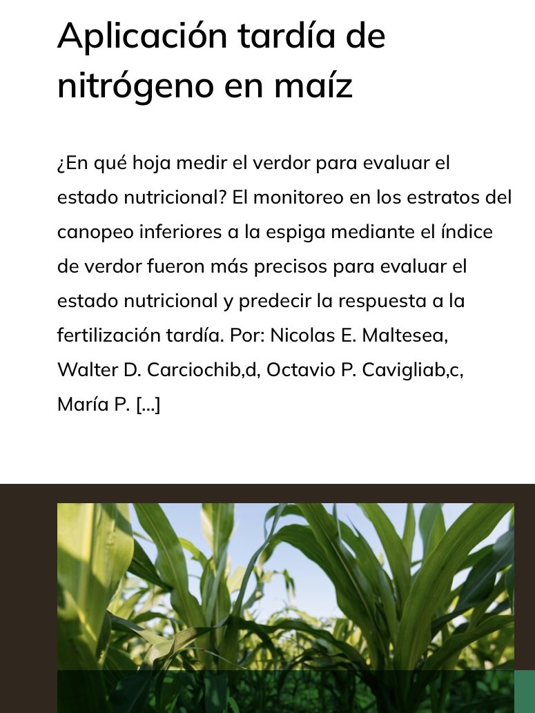 Maltese_Nico's tweet image. Nota derivada del artículo recientemente publicado en FCR donde evaluamos perfiles de verdor en maíz 🌽
📝 Link: horizonteadigital.com/aplicacion-tar…
