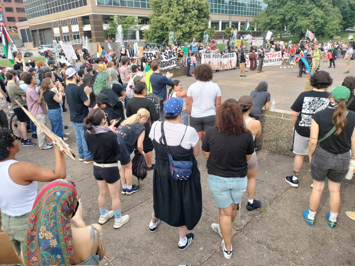 Meanwhile downtown... Protestors chant "from Ferguson to Palestine occupation is a crime."