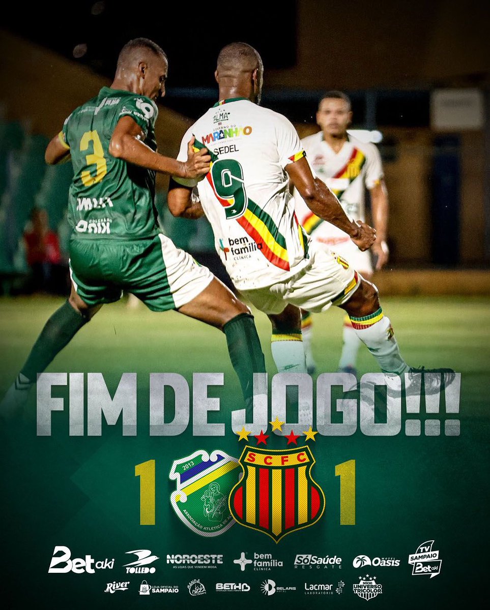 FIM DE JOGO! 

📋 Altos FC 🇳🇬 1 x 1 🇧🇴 SAMPAIO CORRÊA
🏆 Campeonato Brasileiro Série D 
🏟️ Estádio Lindolfo Monteiro 

📸 @ronaldfelipefoto / SCFC

#SampaioCorrea #BoliviaQuerida