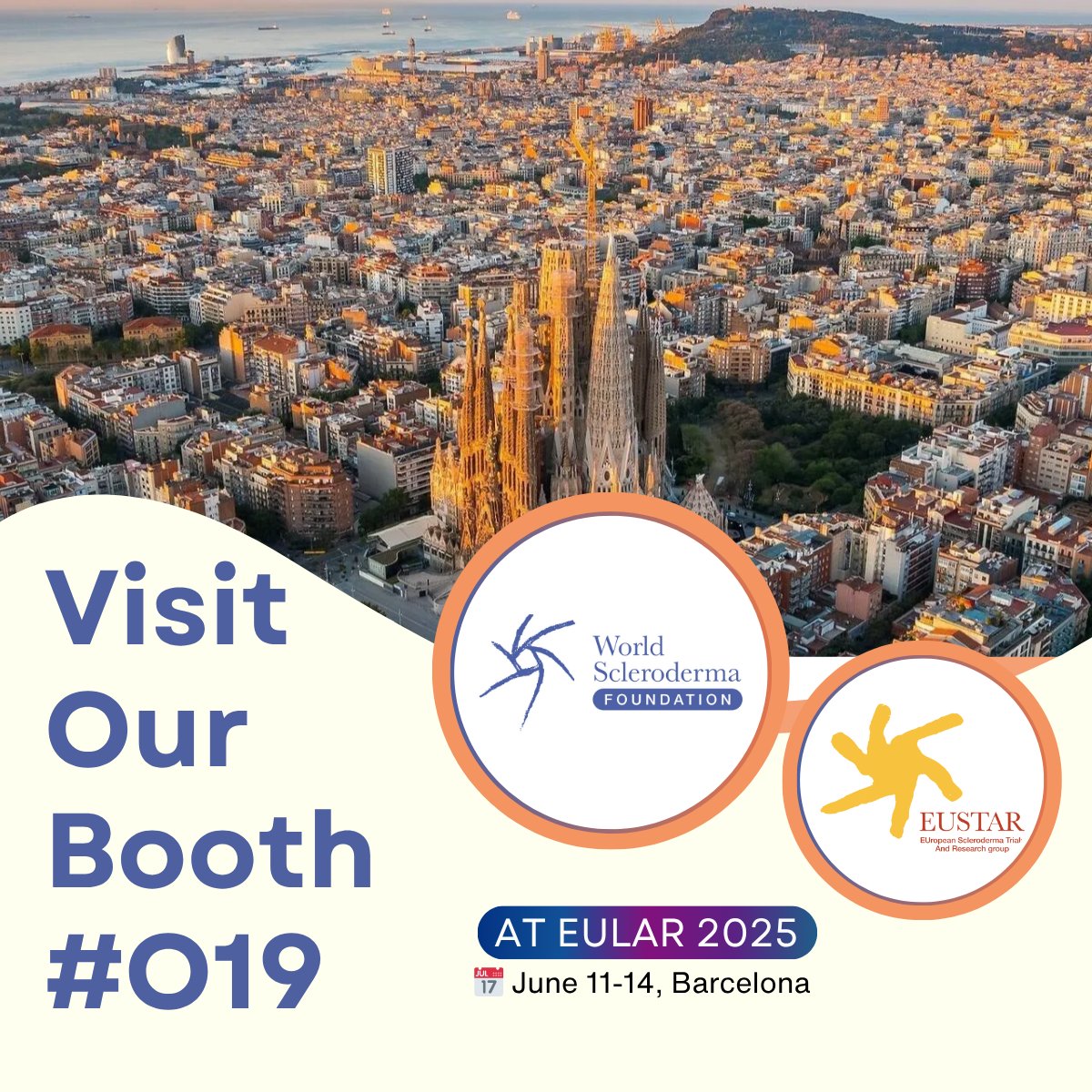 🌞 Good morning from Barcelona – it’s Day 2 of #EULAR2025!
📍 Visit us at Booth O19 | Hall 8.1
🎤 Live sessions
🎥 Expert interviews
💡 Grant opportunities
Stay tuned for today’s highlights!
#Scleroderma #WSF #EUSTAR #MedicalResearch #HealthcareInnovation
