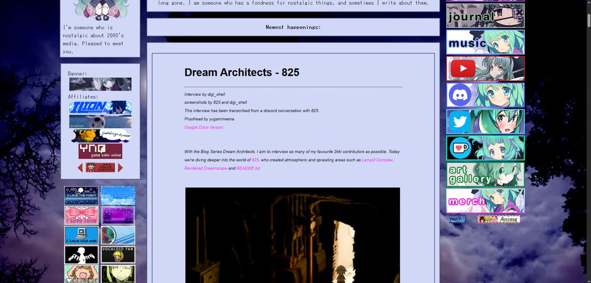 New Dream Architects Interview is online!

I was very fortunate to interview 825! We talked about his creative process, how he discovered Yume 2kki and much more!

Please give it a read if you're interested!
⬇️⬇️⬇️