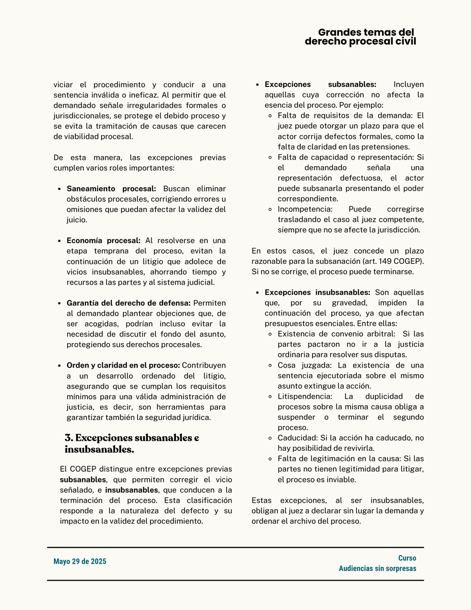 capsulasproces1's tweet photo. 𝗟𝗔𝗦 𝗘𝗫𝗖𝗘𝗣𝗖𝗜𝗢𝗡𝗘𝗦 𝗣𝗥𝗘𝗩𝗜𝗔𝗦 ⁣
Les comparto este resumen apretado, que persigue entregar algunos conceptos claves sobre las excepciones previas (procesales) en el sistema jurídico procesal civil ecuatoriano.
¿Quisieran que desarrolle algo más específico? Déjenmelo saber en sus comentarios.