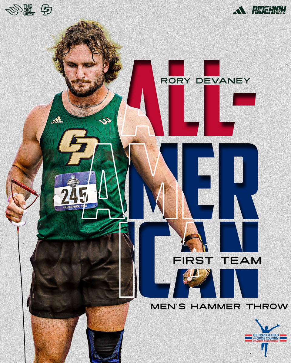 San Luis Obispo native Rory Devaney is a First Team All-American 💪

Rory places fifth overall in the men’s hammer throw at the NCAA Championships with a massive lifetime best (243 feet, 4 inches) 🔥

#RideHigh🐎👟
