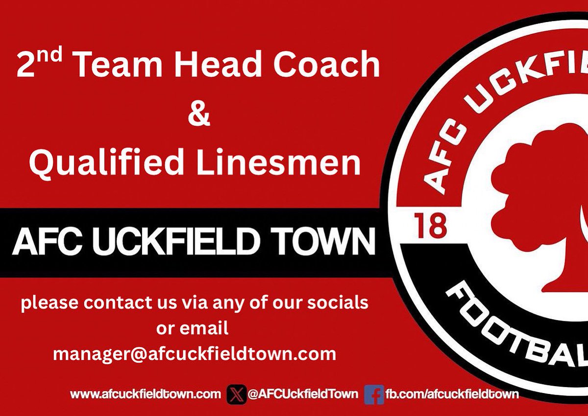 πππ π¨π°πΈπ³πΆπ²πΉπ± π§πΌππ» (@afcuckfieldtown) on Twitter photo π£ We're hiring!
AFC Uckfield Town is looking for a:
πΉ Second Team Head Coach (UEFA C preferred)
πΉ Qualified Linesman
Join us for the 2025/26 season in the Mid Sussex League Championship.
π© DM us or email manager@afcuckfieldtown.com to apply! π£ We're hiring!
AFC Uckfield Town is looking for a:
πΉ Second Team Head Coach (UEFA C preferred)
πΉ Qualified Linesman
Join us for the 2025/26 season in the Mid Sussex League Championship.
π© DM us or email manager@afcuckfieldtown.com to apply!