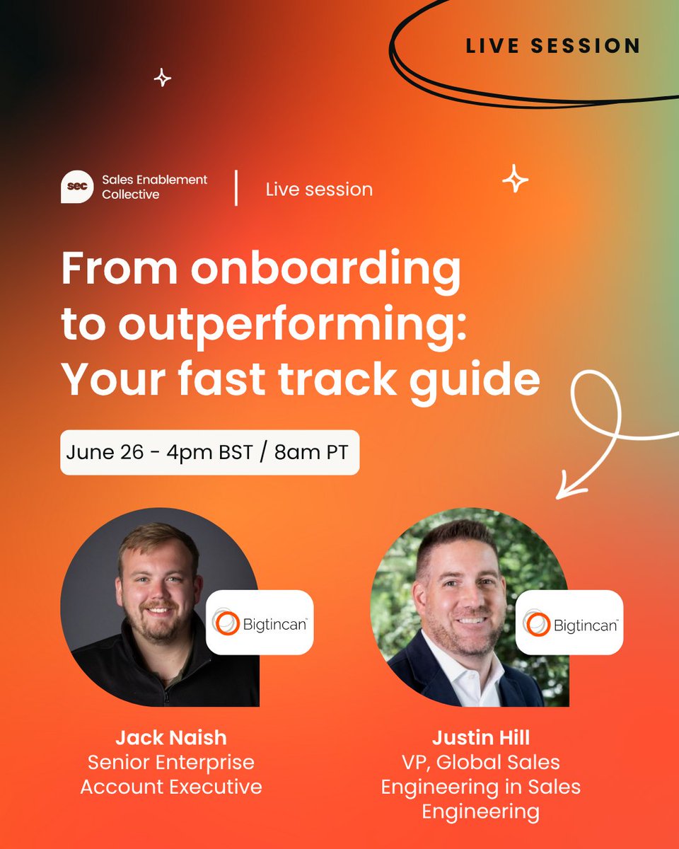 sec_collective's tweet photo. Struggling to hit quota? 

Join our free live session June 26: "From Onboarding to Outperforming: Your Fast Track Guide." Speed up revenue, unlock potential, leverage AI.

Sign up now (If you can't make it, sign up and we'll send you the recording.) 👉 https://t.co/l9IElK9uGj https://t.co/eWSQkSqpzC