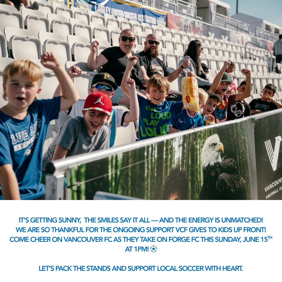 Huge thanks to @VanFootballClub for your support! 🖤
Our families love cheering you on!

☀️ The sun’s out and it's the perfect way to spend a Sunday with the fam!

Come support VFC vs Forge FC — this Sunday at 1 PM! ⚽🏟️

#ThankYouVFC #Soccersunday #SupportLocalSport #KidsUpFront