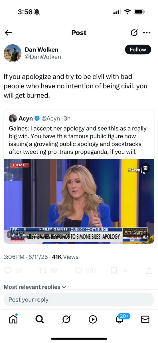 Clay Travis (@claytravis) on Twitter photo Most sports media members hate you and believe “chicks” with dicks are heroes. Imagine being a grown man in sports and attacking <a href="/Riley_Gaines_/">Riley Gaines</a> for simply saying men pretending to be women shouldn’t be able to play women’s sports. Most sports media members hate you and believe “chicks” with dicks are heroes. Imagine being a grown man in sports and attacking <a href="/Riley_Gaines_/">Riley Gaines</a> for simply saying men pretending to be women shouldn’t be able to play women’s sports.
