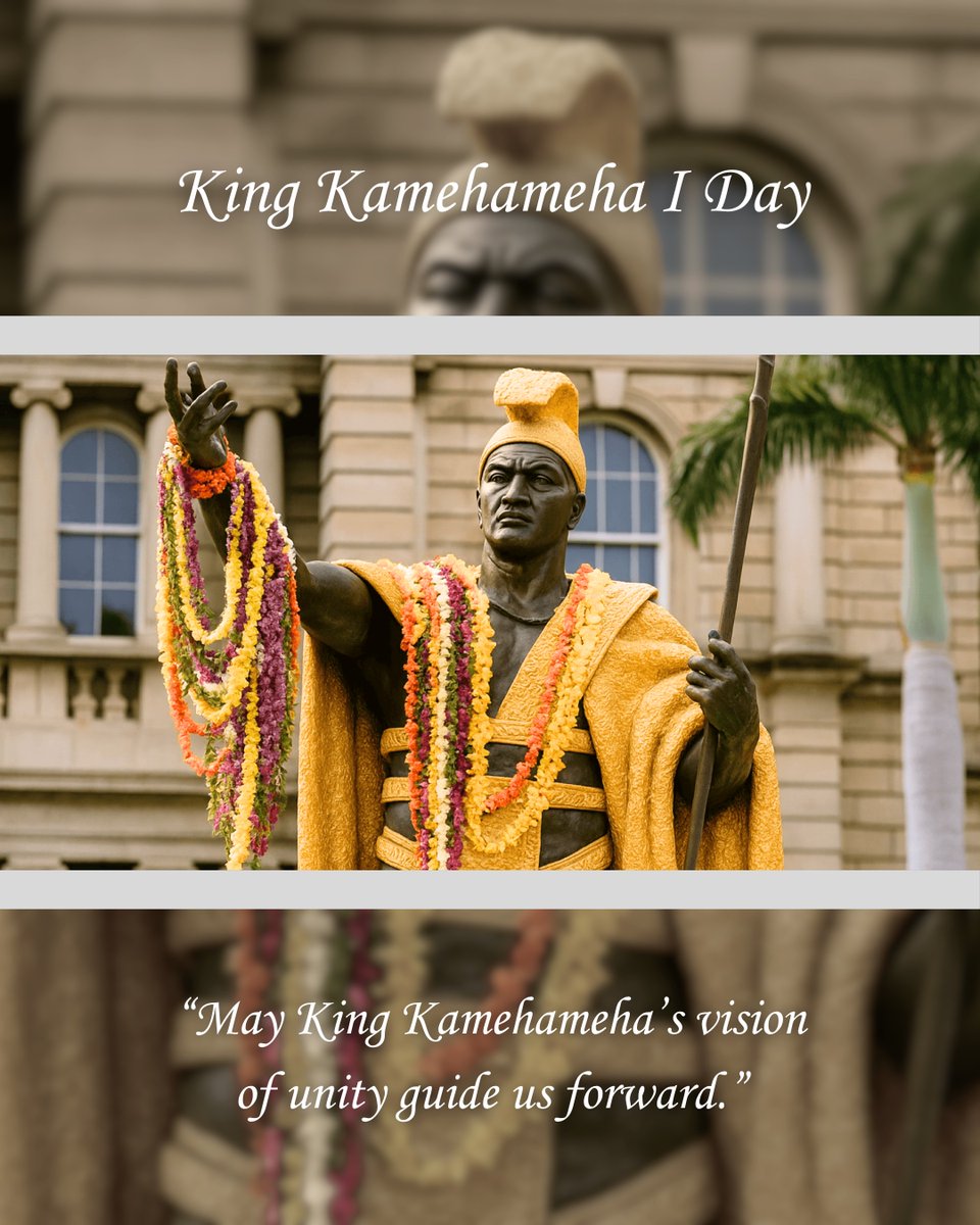 Today, we honor King Kamehameha I, whose leadership united the Hawaiian Islands and inspired generations to serve, protect, and uplift our communities.

Thank you for your support and resilience. 

#kingkamehameha #oahudem