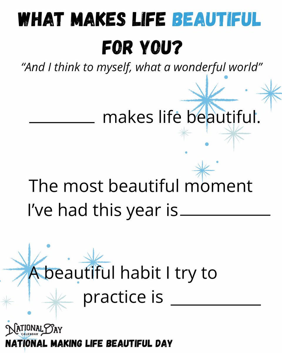 In honor of National Making Life Beautiful Day, take a moment to pause and reflect: What makes life beautiful to you?
Share your thoughts in the comments—or just hold them close in your heart today. 💙

#NationalMakingLifeBeautifulDay #CelebrateEveryDay #NationalDayCalendar