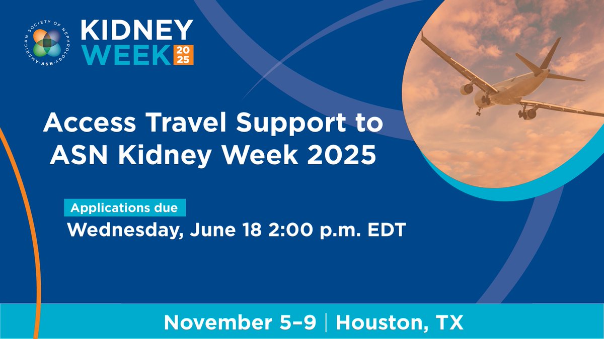 📣 Calling medical and graduate students, residents, and fellows:

Only one week left to apply for travel support to attend ASN #KidneyWk 2025 in Houston, TX. 

Explore all programs and apply now: asn.kdny.info/blhT50W7RM5

🗓️ Deadline: Wednesday, June 18, 2 p.m. EDT