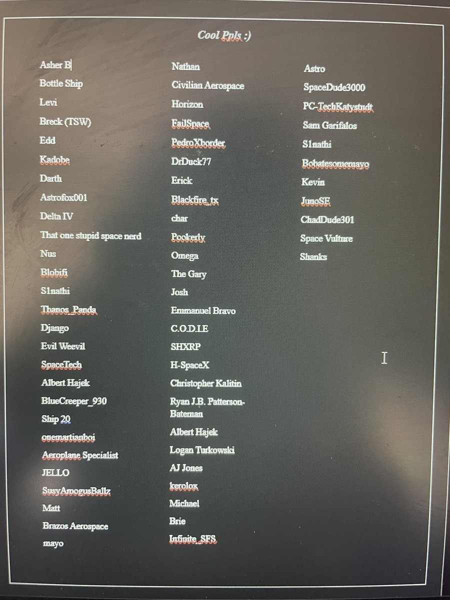 This is the final list of names to fly on Hera 3 as of now! If you would like to be added or would like your name changed, let us know in the replies! 
Thank you all so much :)