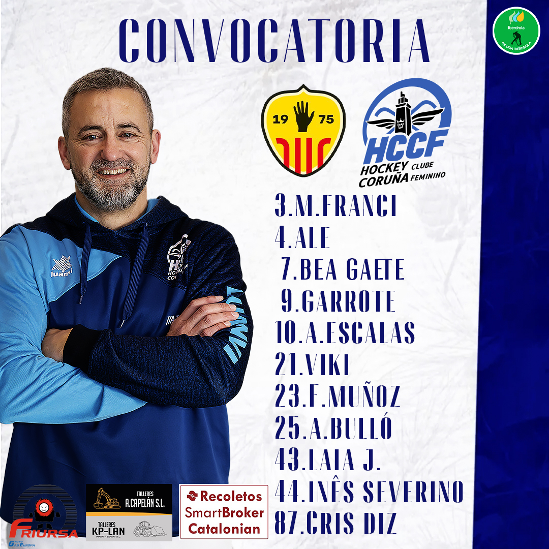 ⚔️𝗖𝗼𝗻𝘃𝗼𝗰𝗮𝘁𝗼𝗿𝗶𝗮

As nosas convocadas para os cuartos da Copa da Raiña.

#hccoruñafemenino ~ #seguimosxuntas