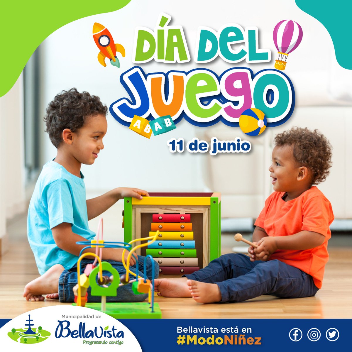 El Día Internacional del Juego es una fecha para impulsar y resaltar  la importancia de jugar, imaginar y compartir. 🧩 Desde la Municipalidad de Bellavista, reafirmamos nuestro compromiso con la infancia, promoviendo espacios de juego seguros y llenos de alegría. #ModoNiñez.