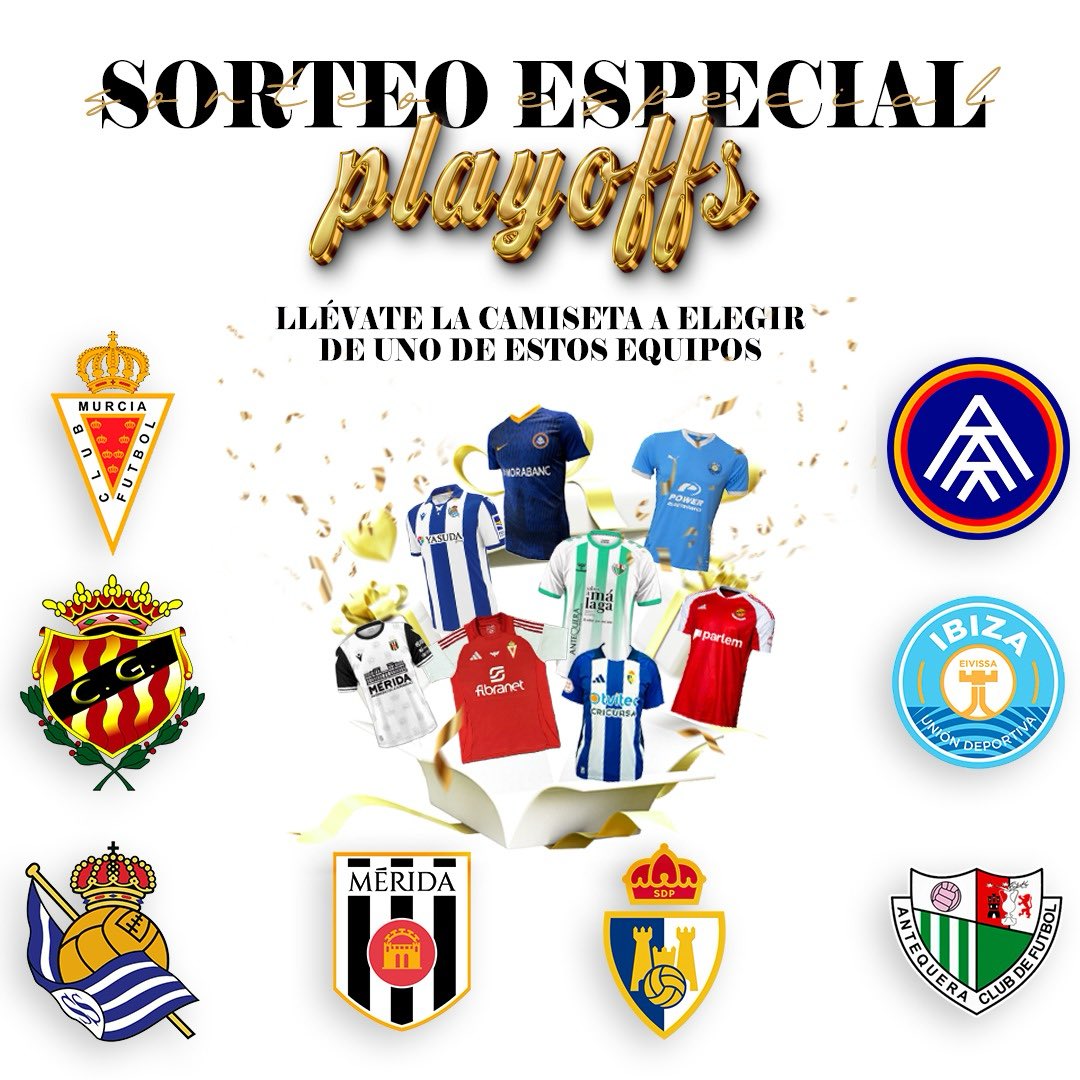 ⚽GOL SIN VAR ❌🖥️ (@golsinvar) on Twitter photo Sorteamos UNA de estas 8 camisetas para celebrar el playoff de ascenso a Segunda! ⚽🔥
Para participar:
✅ Haz RT a este tweet
✅ Sigue a <a href="/FichajesDBronce/">Fichajes Del Bronce</a> y <a href="/GolSinVAR/">⚽GOL SIN VAR ❌🖥️</a>
Anunciamos ganador este domingo por la noche. ¡Suerte! 🍀
Y ya que estás, si quieres estar al tanto de todas Sorteamos UNA de estas 8 camisetas para celebrar el playoff de ascenso a Segunda! ⚽🔥
Para participar:
✅ Haz RT a este tweet
✅ Sigue a <a href="/FichajesDBronce/">Fichajes Del Bronce</a> y <a href="/GolSinVAR/">⚽GOL SIN VAR ❌🖥️</a>
Anunciamos ganador este domingo por la noche. ¡Suerte! 🍀
Y ya que estás, si quieres estar al tanto de todas
