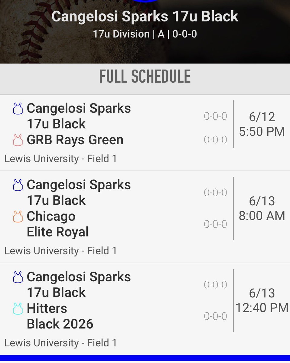 Pool play schedule for my first weekend of summer ball with Cangelosi Sparks 17u Black in the Sparks Invite. Games on Thursday and Friday are at Lewis University in Romeoville. <a href="/CangelosiSparks/">Cangelosi Sparks</a>