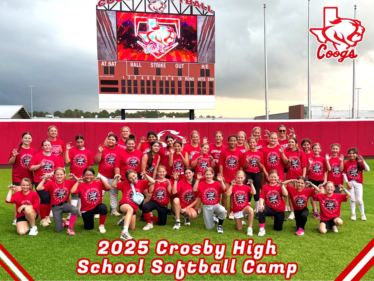 We had a Great Camp this morning!! Thank you to all of our amazing HS and College players for helping. The Future is Bright for Crosby Softball!