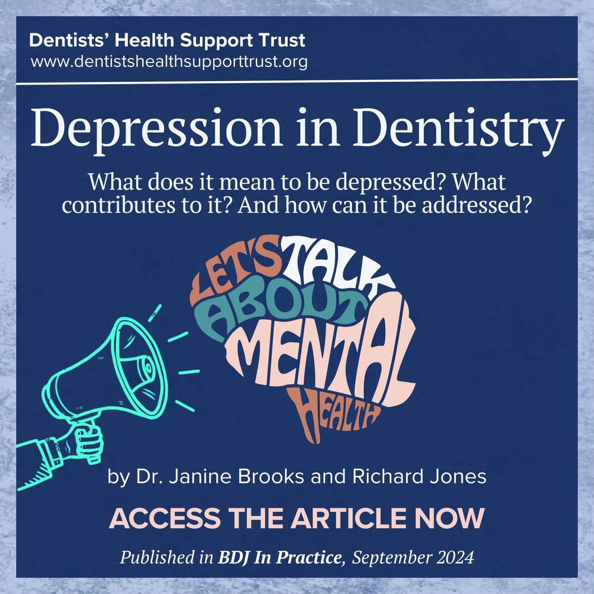 DHST_UK's tweet photo. Depression can manifest in many ways and is a unique experience for each individual. It can also be managed in many different ways.

Read the article we authored for @The_BDJ - free to all until 15th June:
> https://t.co/5s6S8yiPNR https://t.co/wxQnm3h3cb