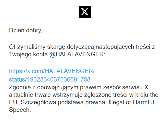 W jakim to jest języku: "Zespół serwisu X aktualnie trwale wstrzymuje zgłoszone treści w kraju the EU"? https://t.co/GKzy8rbUij