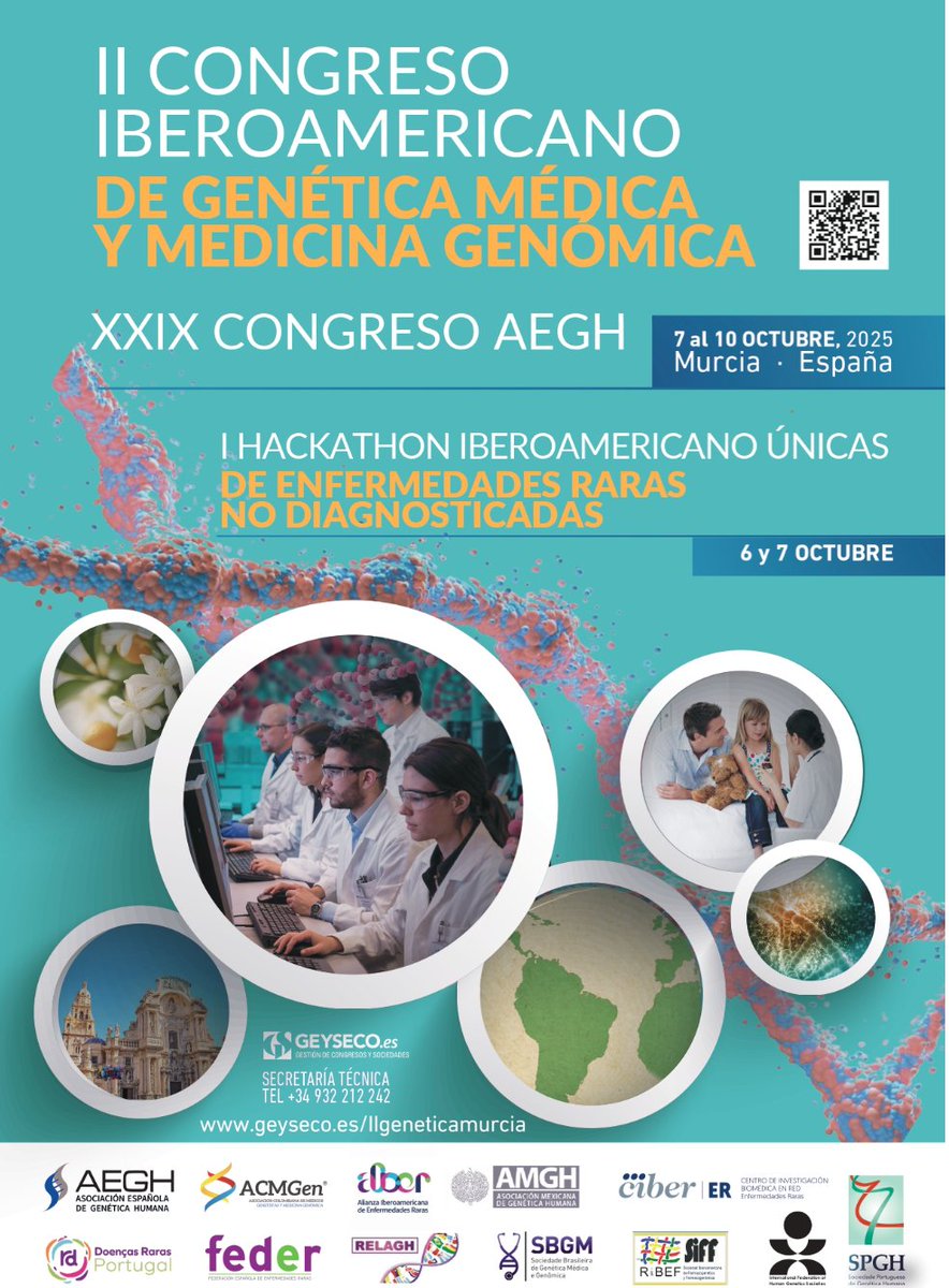 II CONGRESO IBEROAMERICANO DE GENÉTICA MÉDICA Y MEDICINA GENÓMICA

✍️Envía tu trabajo antes del 30 de junio y súmate a este congreso internacional que se celebrará del 7 al 10 de octubre en Murcia

¡Te esperamos! #GenéticaIberoA2025

🔗 Programa: geyseco.es/IIgeneticamurc…