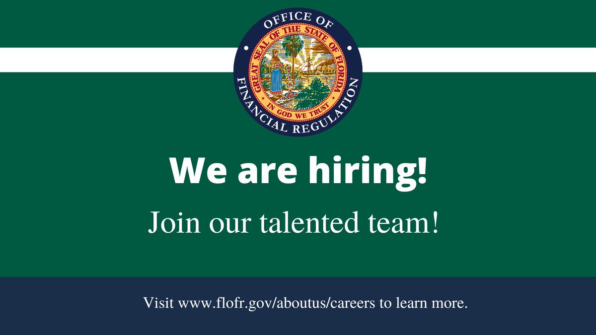 Join our team! Check out these job opportunities around the state: 

Financial Examiner/Analyst II - bit.ly/3ZsijCE
Financial Examiner/Analyst II - bit.ly/4kDx6D9

#Job #Wearehiring #Careers #Joinourteam