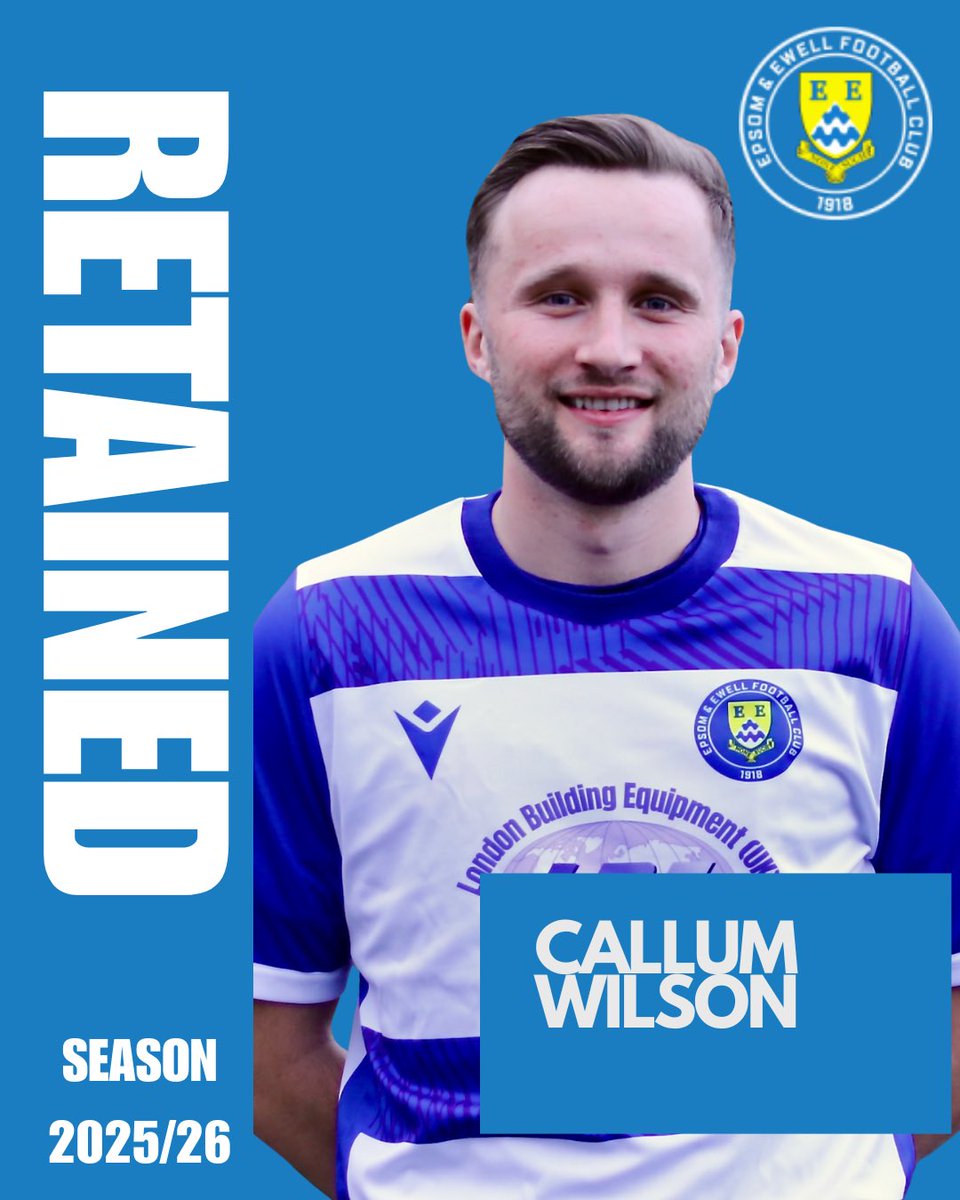 Epsom & Ewell Football Club (@epsomewellfc) on Twitter photo 🚨 Retained 2025/26 🚨
“It’s Callum Wilson!— leader on & off the pitch, the team’s heartbeat. Loved by the boys & club. His experience helps staff & players. Been grafting — looking forward to him flying in pre-season.”
🎤 <a href="/Max_Johnson94/">Max Johnson</a> Joint Manager
#WeAreEpsom | #retained 🚨 Retained 2025/26 🚨
“It’s Callum Wilson!— leader on & off the pitch, the team’s heartbeat. Loved by the boys & club. His experience helps staff & players. Been grafting — looking forward to him flying in pre-season.”
🎤 <a href="/Max_Johnson94/">Max Johnson</a> Joint Manager
#WeAreEpsom | #retained