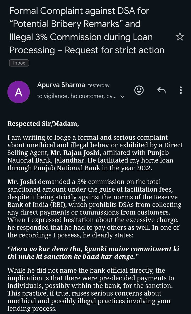 Apurva288s's tweet photo. @pnbindia @CVCIndia @FinMinIndia @DFS_India @PIB_India @PIBHindi @abpmajhatv @PTC_Network @PunjabNewsline @PunjabKesariCom @TheTribune @RBI @jagograhakjago @FinancialXpress @CNBCTV18PrimeIN @JagbaniTv I also plead the distinguished members of the government &amp; journalists to give their attention to such matters as well. @PMOIndia @nsitharaman @BhagwantMann @CMOPbIndia @palkisu @firstpost @suchetadalal @kingshuknag @MuzamilJALEEL @AnjaliB_ @CVCIndia 
#BankScam https://t.co/Le3HIKDFut
