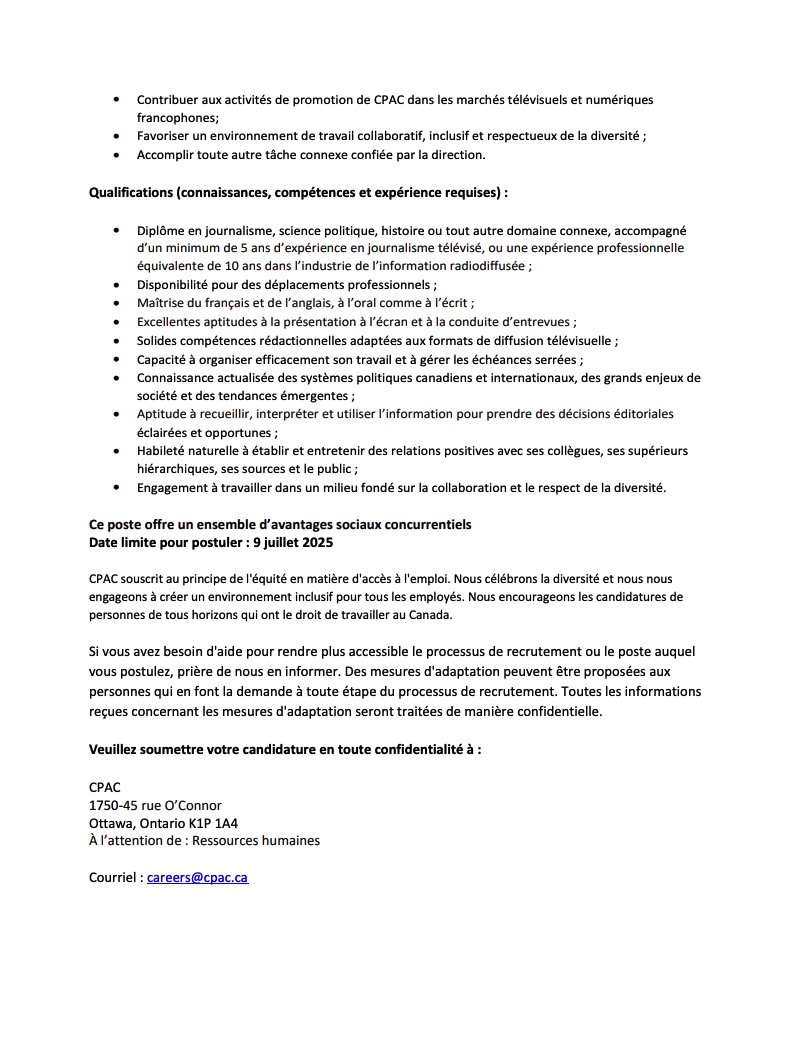 MDumais's tweet photo. 📷
LA POLITIQUE, C'EST TA PASSION ? 
TU EN MANGES MATIN, MIDI ET SOIR ? 
ET TU RÊVES DE FAIRE DE LA TÉLÉ ? 
https://t.co/YtdOIaLirJ. 
CPAC est à la recherche de son prochain animateur ou animatrice pour l’émission L’ESSENTIEL.  
Lis l’offre. Pose ta candidature. On t'attend. https://t.co/TkQ8aUmRGb