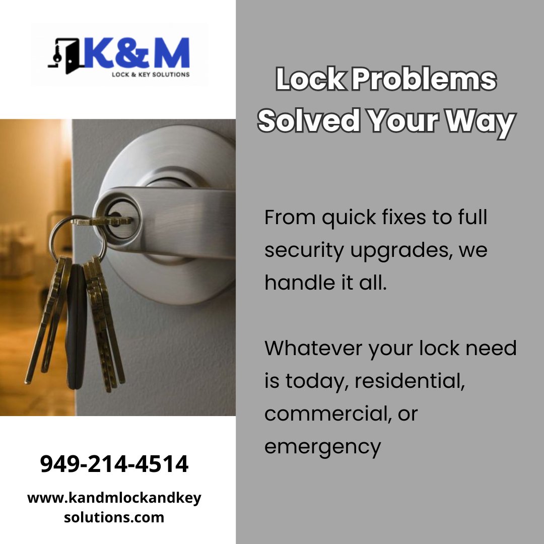 KandM_Lock's tweet image. 🚪 Every lock tells a story. Whether it's securing your business, upgrading your home, or handling a lockout—our team is trained for it all. Fast. Skilled. Dependable.
#LocksmithExperts #24HourService #SmartSecurity #LockoutHelp