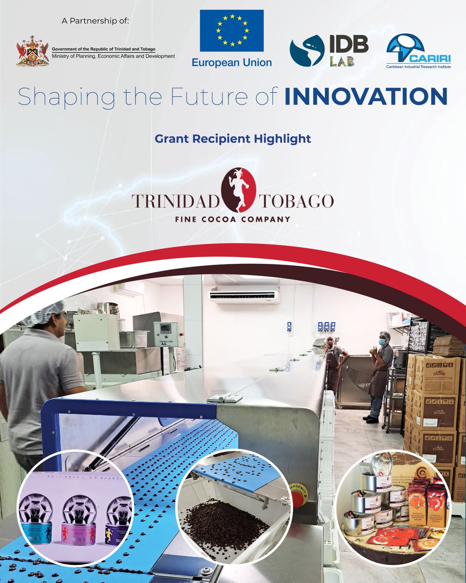 Big moves from Trinidad &amp; Tobago Fine Cocoa Co! Thanks to the #ShapingTheFutureOfInnovation project, they’ve launched a culinary chocolate range for export 🇬🇧, partnered with Tobago Hospitality Institute 🍴, and boosted efficiency with R&amp;D support!

🔗 future.cariri.com