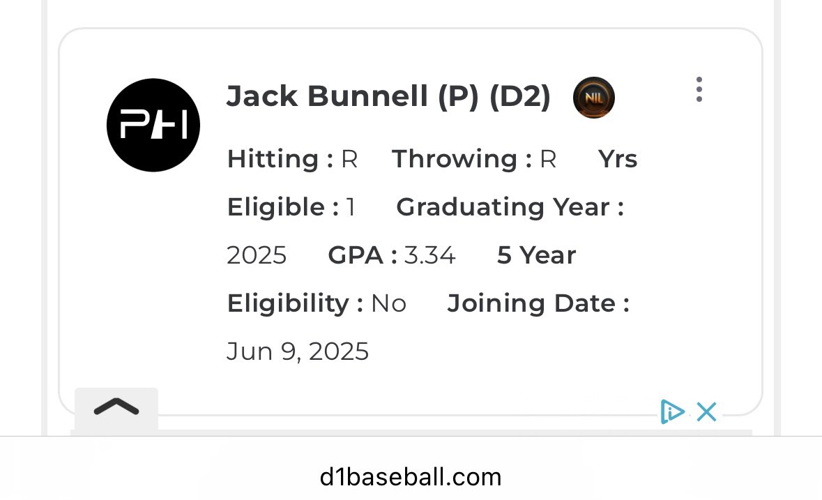 jackbunnell_'s tweet photo. On @d1baseball Transfer Tracker, partnering with @PacHub_ helped me rise to the top as a Graduate Transfer. https://t.co/AvsQ2UWOQb