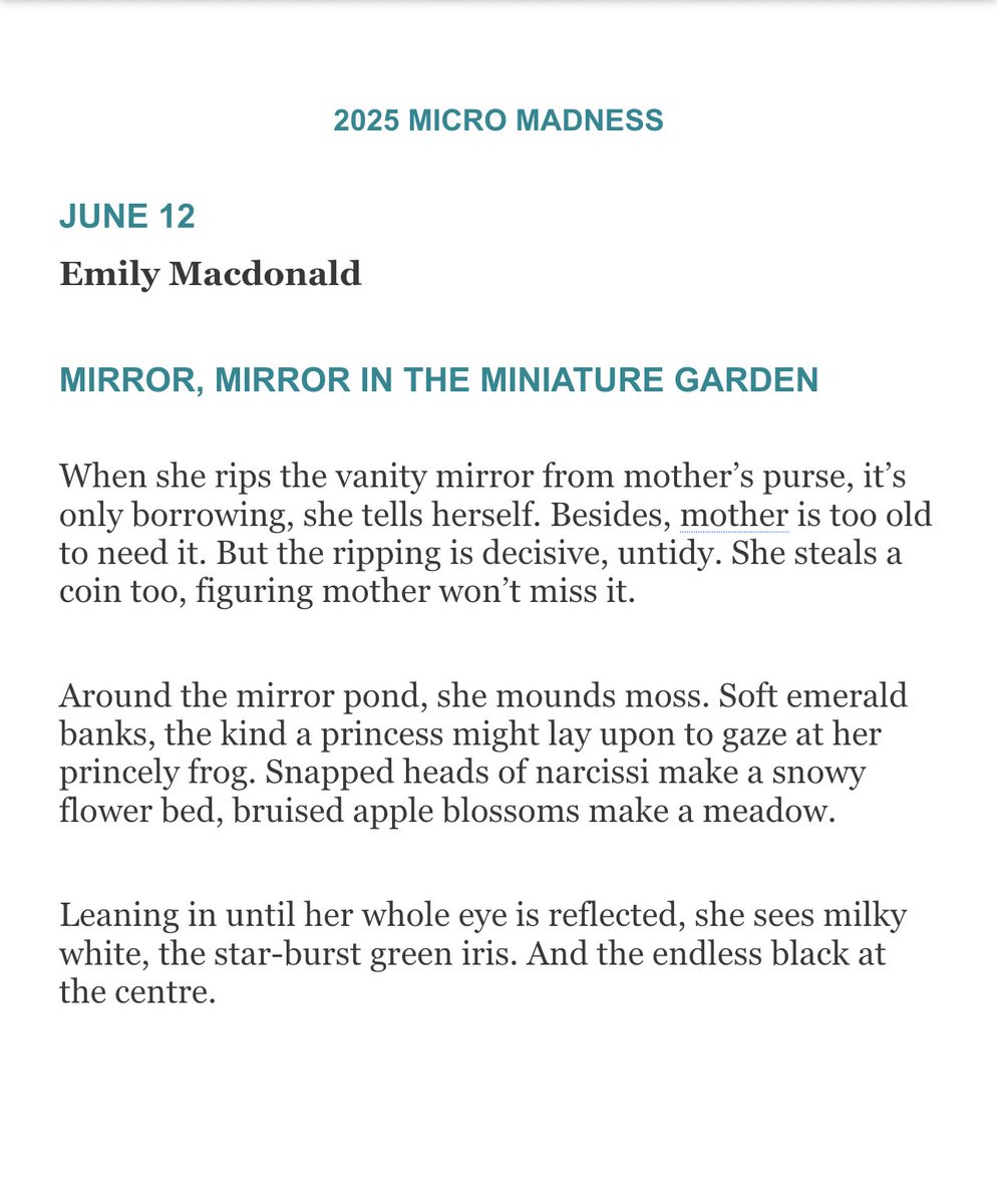Congrats 🎊 🎊 to our June 12 Micro Madness winner Emily Macdonald 
#flashfiction #microfiction #micromadness